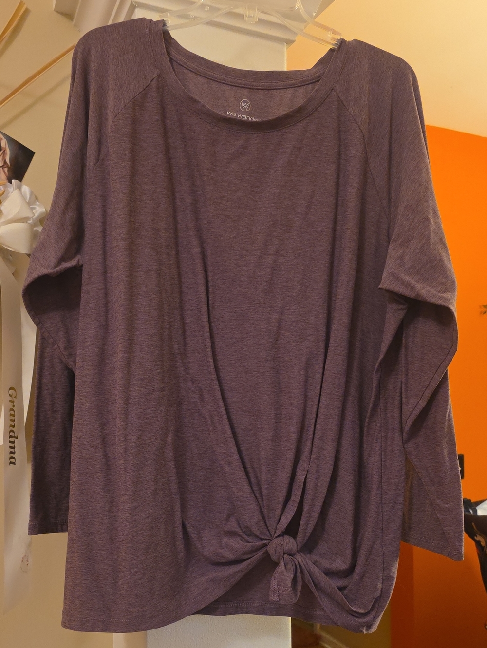 We Wander Purple Active LS Open Crew Side Tie PerformanceWomen's  Top-STITCH FIX